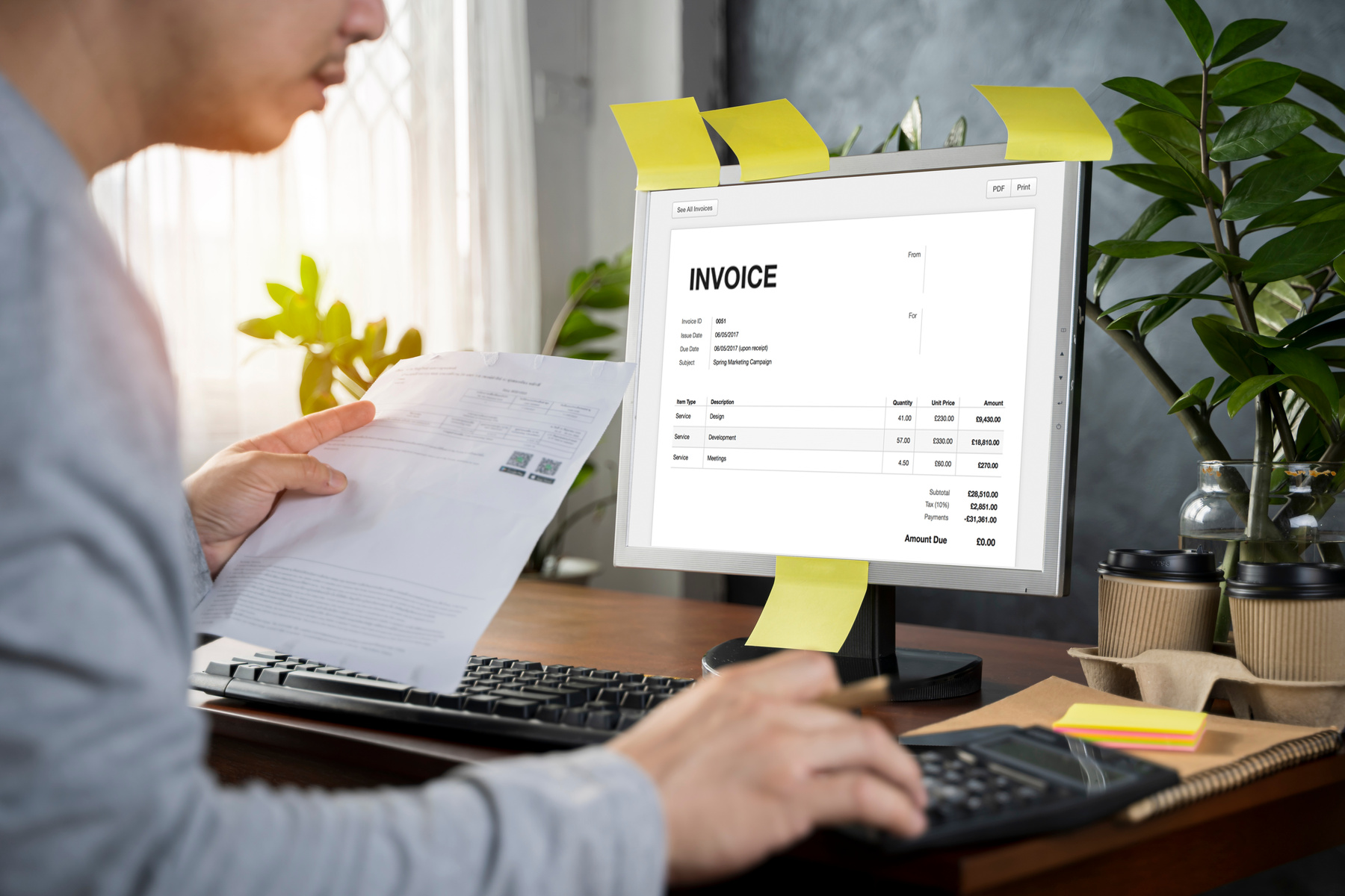 Online Digital Invoice And Tax Pay On Screen. Professional Accou