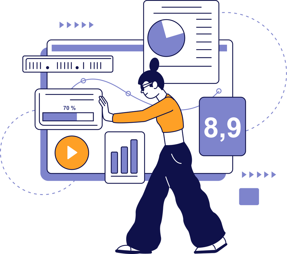 User experience design. App developer making dashboard interface